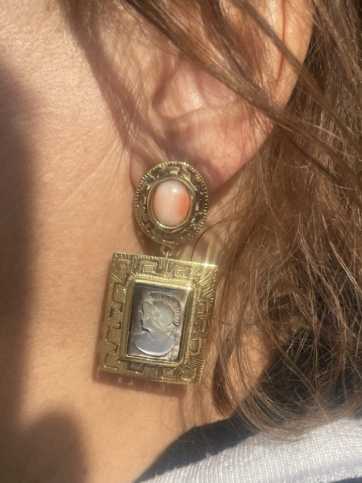 Orecchini Corallo E Cammei Antichi - Immagine 4 di 4