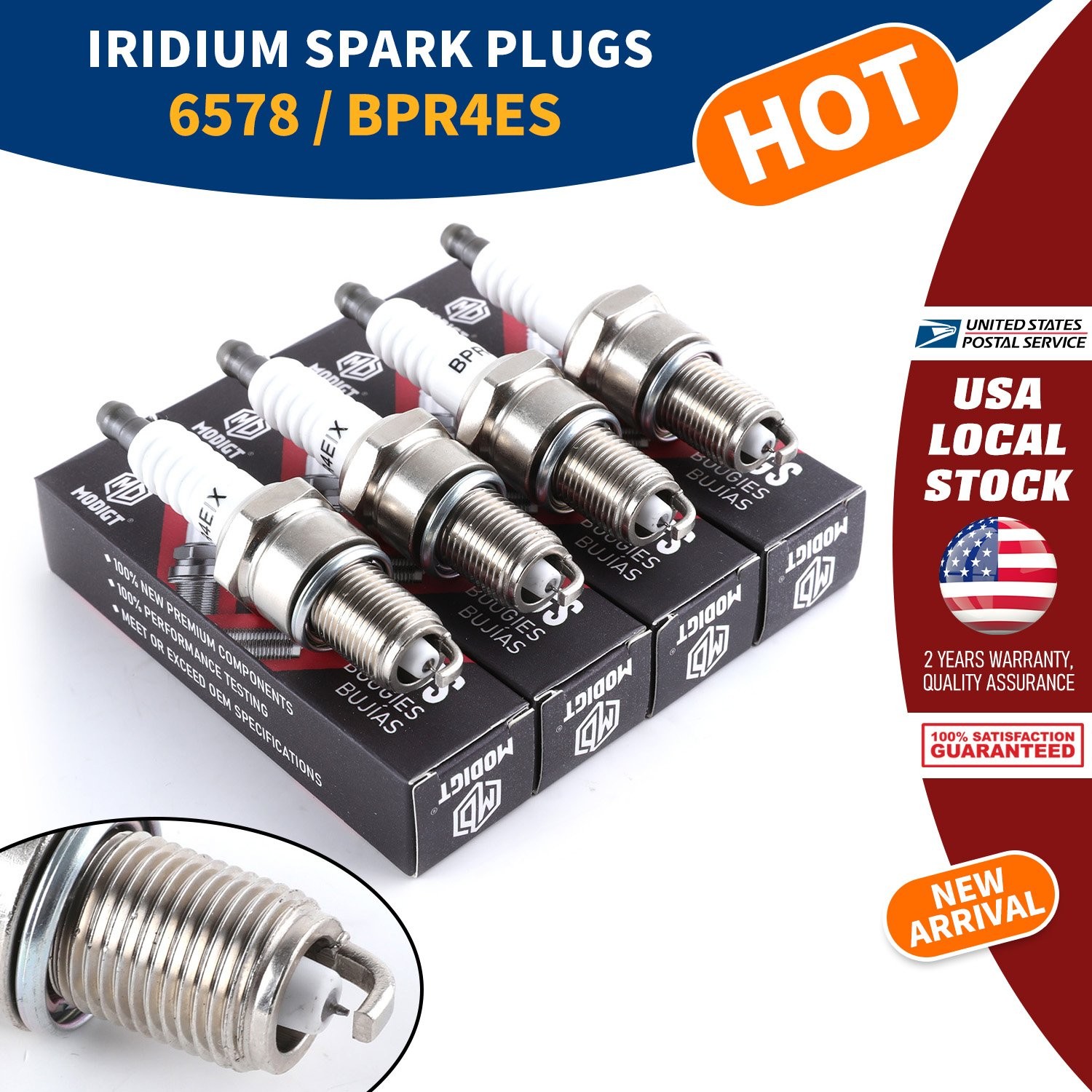 For NGK 6578 Spark Plug BPR4ES - 4 Pcs - For Kawasaki 6578 Toro: 92070-7004 NEW