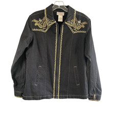 Victor Costa Occasion Vintage 1990s Jacket Sz S Black Embroidery Sequins