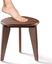 Shower Foot Stool for Shaving Legs, Acacia Wood Shower Foot Rest Walnut, Round