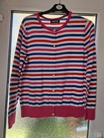 Lands End Cardigan  Striped Knitwear  Sweater Cotton Vibrant Nautical NEW 14/16