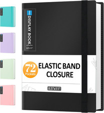 72 Pocket Binder with Plastic Sleeves  Elastic Band, Large Capacity 8.5X11 Pres