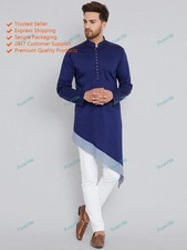 Mens Kurta Blue Cotton Mens Shirt Long Fashion Kurta Mens Kurta Handmade Shirt