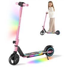 Kids Electric Scooter 6-14, LED Display, Colorful Lights, 8.7MPH, Foldable