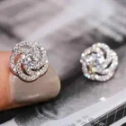 1Ct Lab Created Moissanite Halo Flower Women Stud Earring 14K White Gold Plated