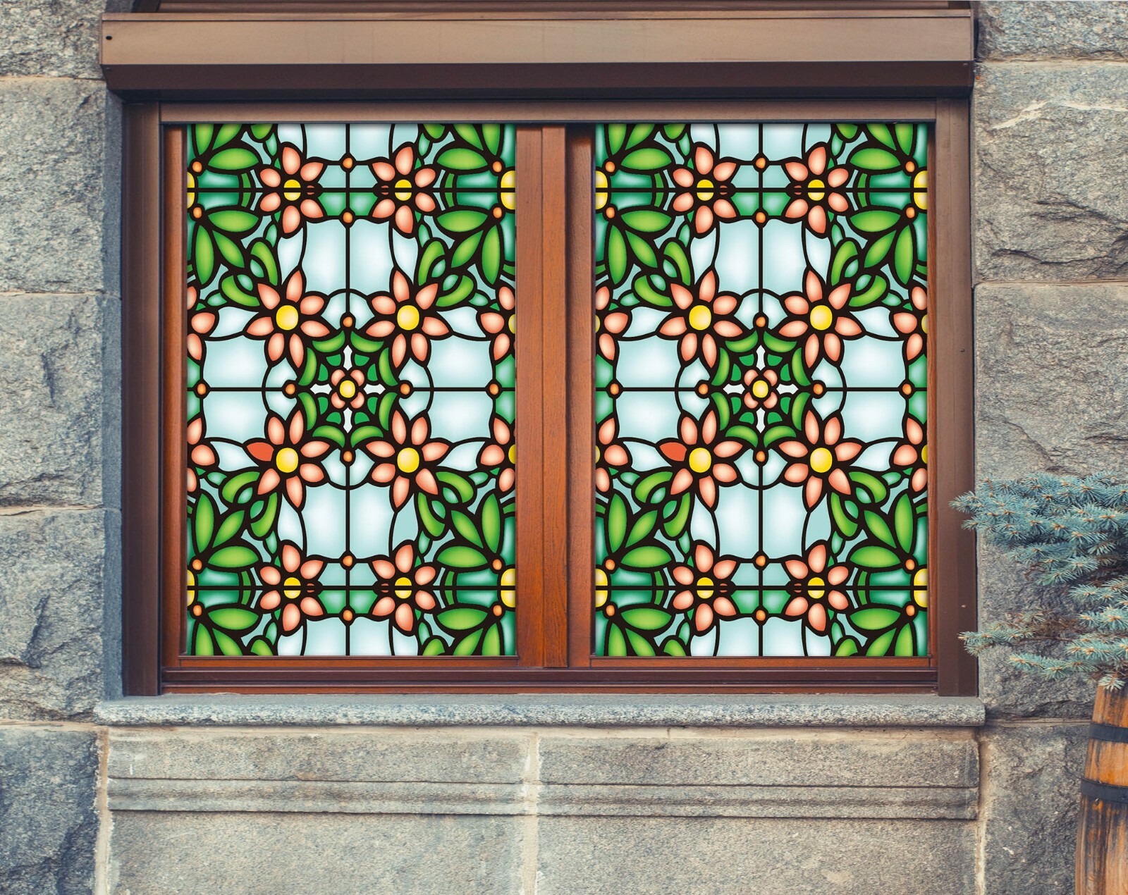 3D Orange Flower A405 Window Film Print Sticker Cling Stained Glass UV Amy