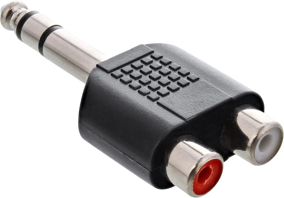 ADATTATORE Audio Spina Jack 6,3mm Stereo / 2 Prese RCA