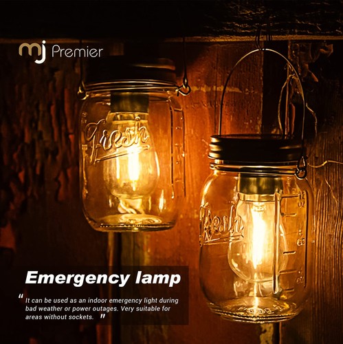 Outdoor Mason Jar Lights Hanging, 2-Pack LED Decorative Garden Lanterns with ... - Picture 5 of 6