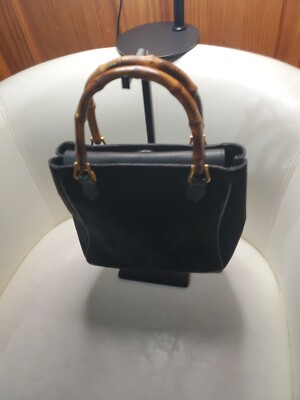 Vintage Preowned Gucci Bamboo Suede Black Mini Bag. No Strap. | eBay