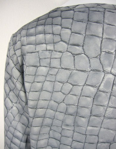 Michael Michael Kors long sleeve scoop neck blouse Top Size L large Gray animal - Picture 7 of 8