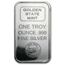 1 TROY OZ .999 FINE SILVER BULLION GSM ISO BAR BU 83.88 per troy oz