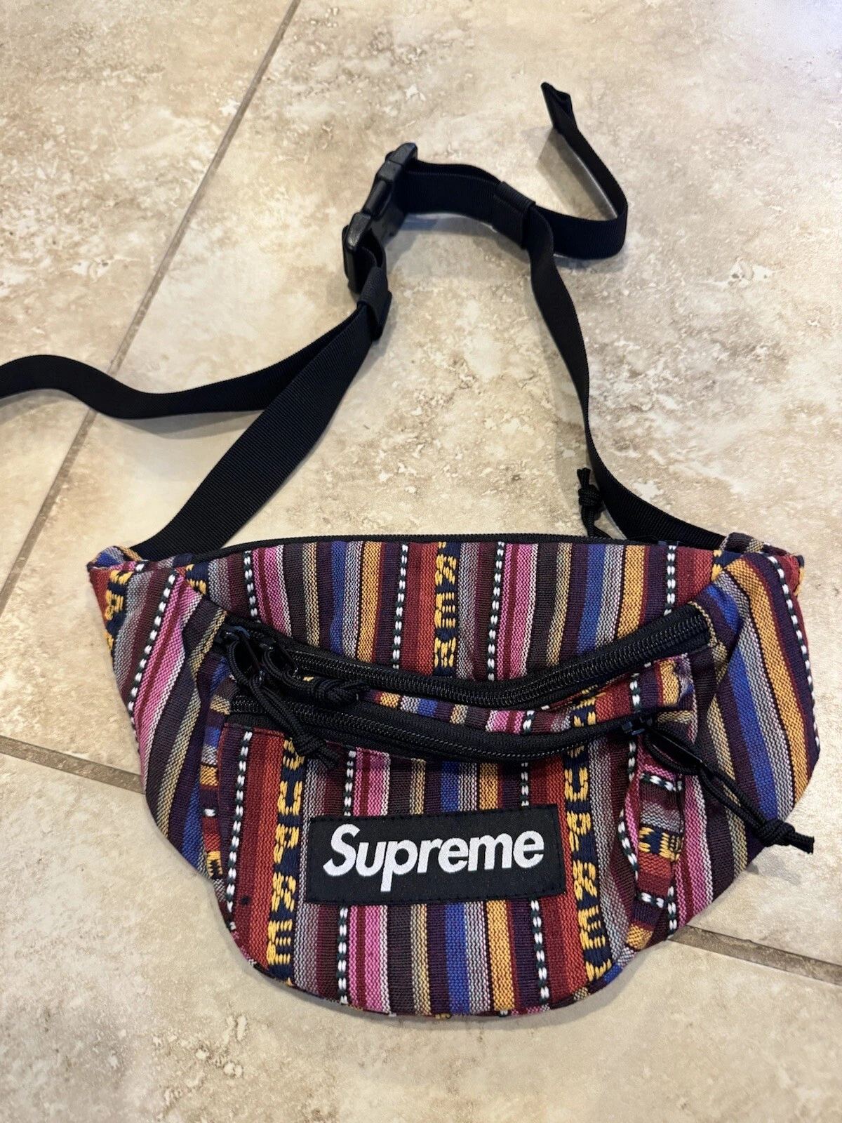 Sac à taille à rayures tissées Supreme SS20   pack de fanny multicolore sac ceinture