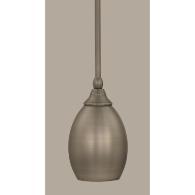 Toltec Lighting Stem Mini Pendant, Brushed Nickel Oval Metal Shade - 23-BN-426