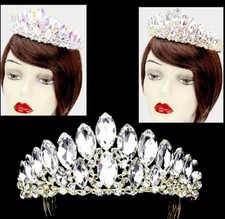 Tiara Crystal Rhinestone Pageant Princess Marquise Oval Prom Queen Bridal NEW