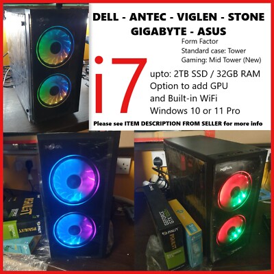 Intel i7 2TB SSD 32GB RAM ASUS DELL ANTEC VIGLEN GIGABYTE GAMING DESKTOP PC MWST