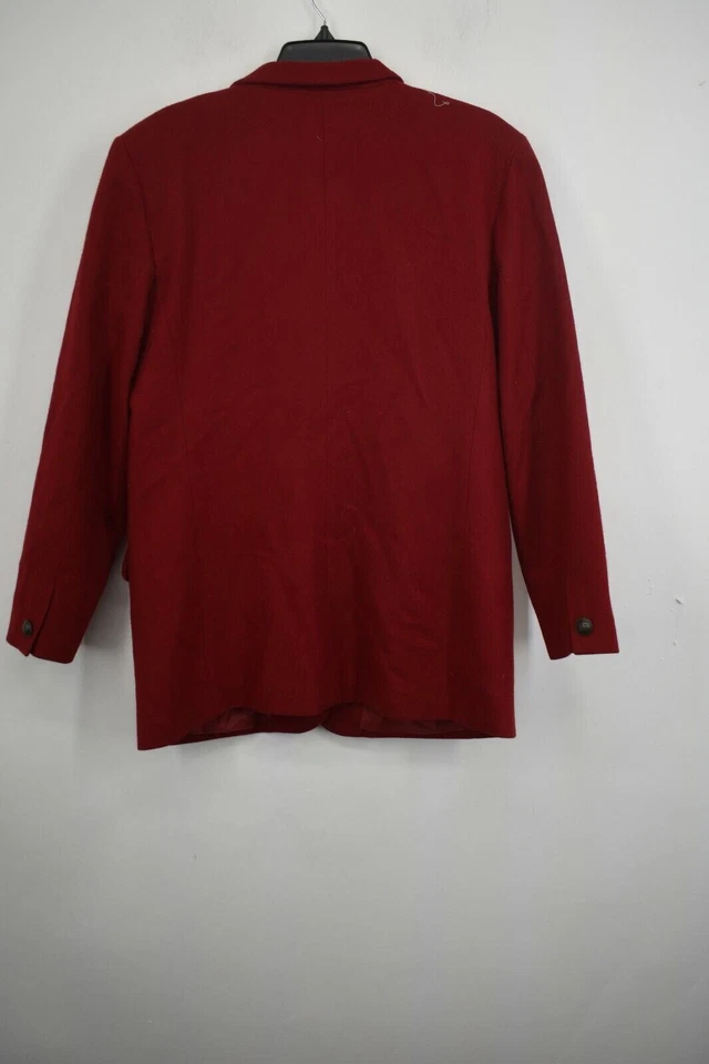 Norton McNaughton Womens Red Notch Collar Formal Career Virgin Wool Blazer 8 - Image 2 of 4