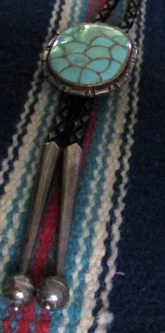 Superb Vintage Native American Zuni Blue Gem Turquoise Inlay Sterling Silver Bolo Superb Vintage Native American Zuni Blue Gem Turquoise Inlay Sterling Silver Bolo