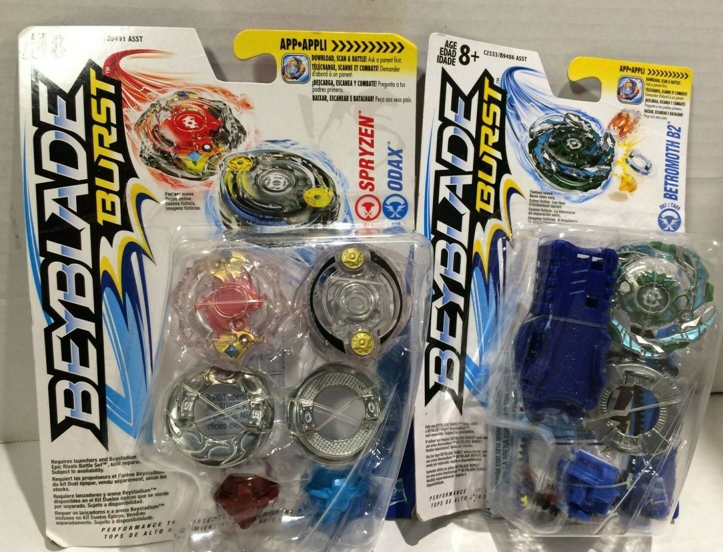 Beyblade Burst Lot B9493 Dual Pack Tops Spryzen & Odax/Betromoth B2 Starter New!