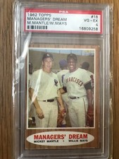 1962 Topps #18 Mickey Mantle Willie Mays Graded 4 VG-EX