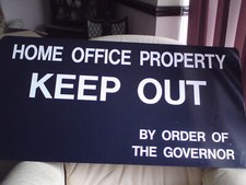 LARGE ORIGINAL METAL SIGN,"HOME OFFICE PROPERTY KEEP OUT" 100 CMS X 50 CMS APPRO