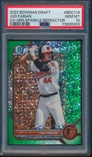 PSA 10 JUD FABIAN 1st 2022 Bowman Chrome GREEN SPARKLES REFRACTOR/99 RC GEM MINT