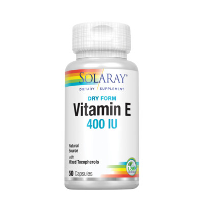 Solaray Vitamin E- Dry 400 IU w/ Mixed Tocopherols | Non-Oily | Healthy Cardiac