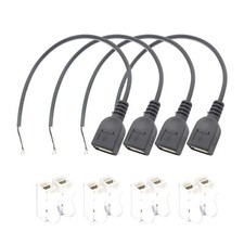 4-Pack USB 2.0 Female to 2-Wire Pigtail Power Cable Quick Connector 12in