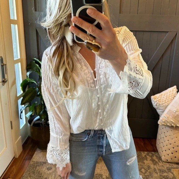 新品　Eaphi VINTAGE LIKE LACE BLOUSE white VINTAGE LIKE LACE BLOUSE