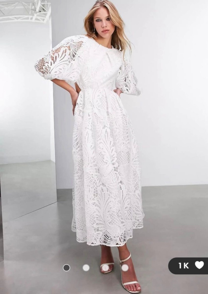 aviry embroidered midi dress Avery Lace Embroidered Midi Wedding Dress