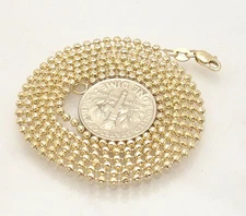 22" Italian Solid Moon Diamond Cut Ball Chain Necklace Real 14K Yellow Gold