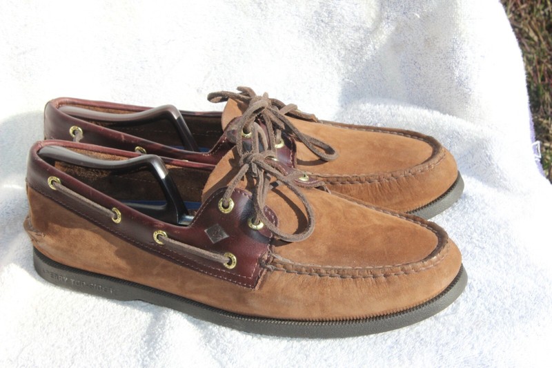 Sperry Top-Sider Moc Toe Boat Shoes Men 11 M 2 Eye Leather BROWNS