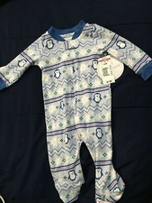 Koala Kid's Boy's Zipper Winter Penguin Jammies 0-3 NEW i1