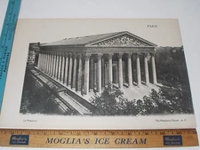 Rare Antique Original VTG Paris View The Madeleine Church A.P. Art Print