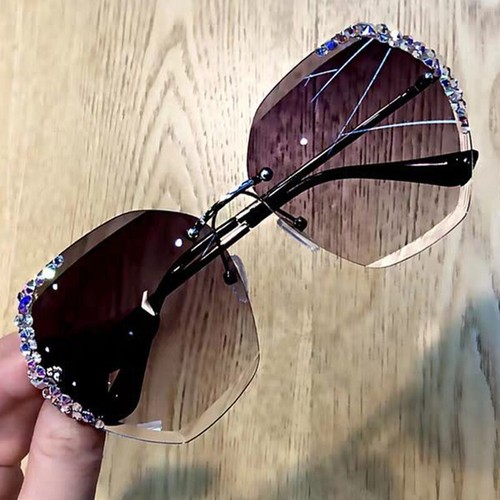 2022 Luxury Rhinestone Shades For Womens Fashion Oversized Rimless Sunglasses☆ - Picture 26 of 29