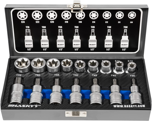 17Tlg SteckschlüSsel Satz 1/2 Innen-Aussen-Torx Steck-Nuss-Bit-Einsatz Set Ovp-image