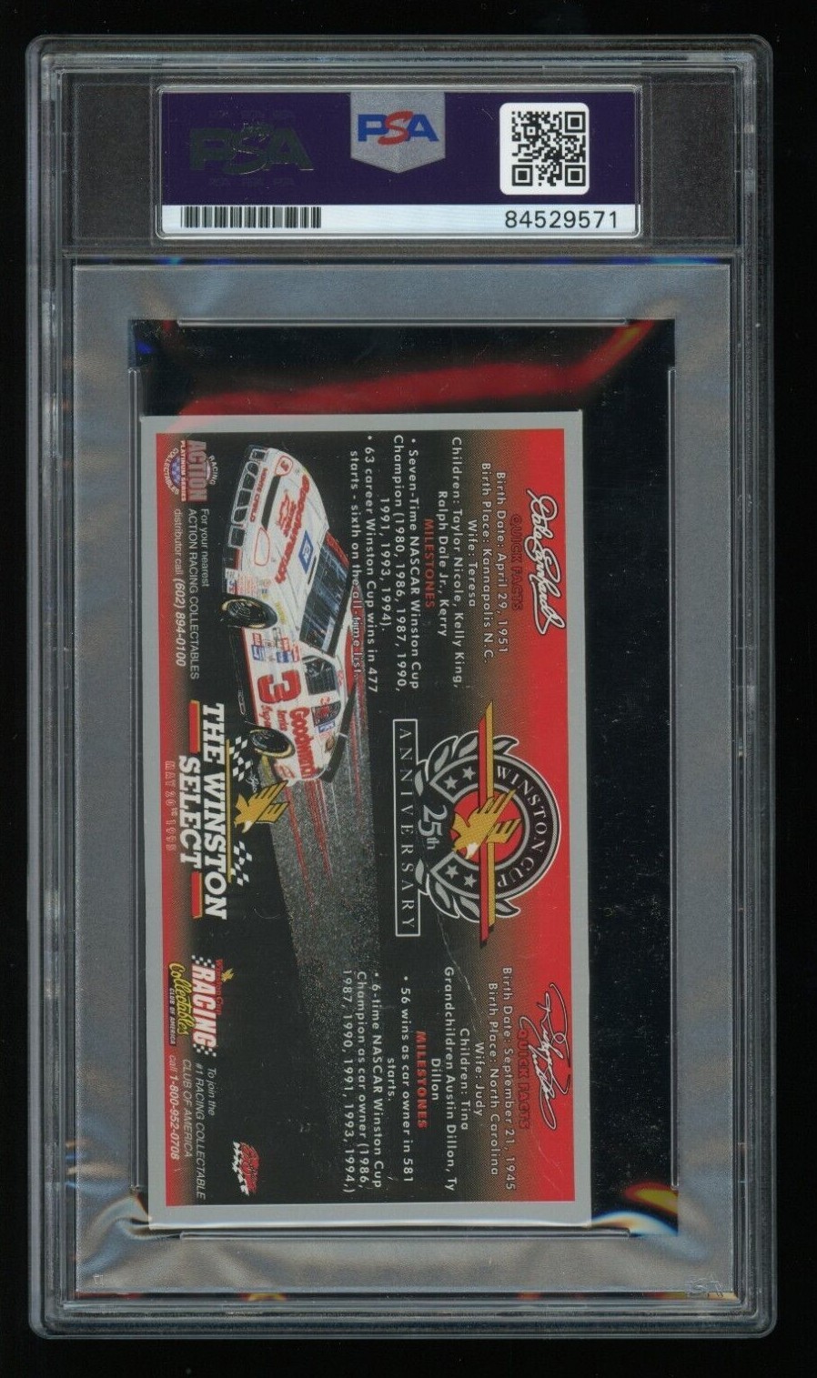 Dale Earnhardt Sr. PSA/DNA Certified Signed Promo Card Autograph Auto view 2