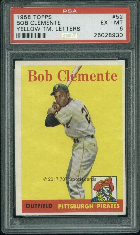 1958 Topps 52 Yellow Letters Roberto Clemente PSA 6 (8930)