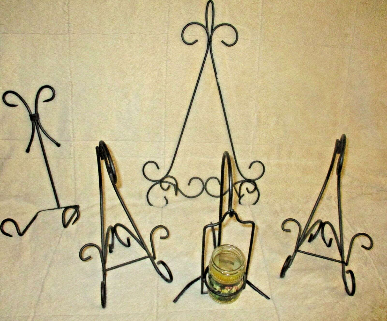 Black Easel "Candle Holder" "Cup and Plate Holders" Book Holder Lot of 6 pieces