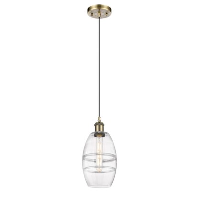 Innovations 516-1P Vaz 1Lt 6'' Cord Mini Pendant, AB/Clear - 516-1P-AB-G557-6CL