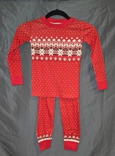 Kids Hanna Andersson Pajama Set Red/White Size 4