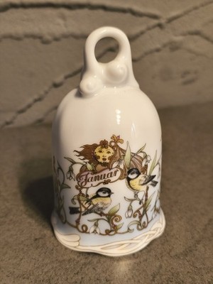 Hutschenreuther Monatsglocke ''Januar'' Motiv ''Vögel'' Ole Winther -Höhe 10,5 cm-