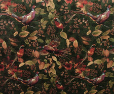 Curtain Upholstery Velvet Fabric "Pheasant Forest" Soft Furnishing Cushion Use