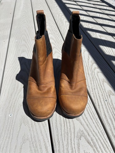 Sorel Addington Ankle Booties Women's Size 7 Brown Leather Chunky Heeled Boots - Picture 5 of 9