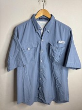 Columbia PFG Bahama Shirt Mens Large Blue Omni-Shade Vented Fishing Outdoor