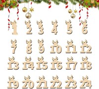 Adventskalender Zahlen Holz Set 25 StüCk Rentier HolzanhäNger 1-24