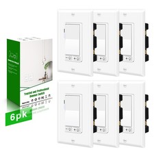 6PK 3-Way Dimmer Switch for Halogen/Incandescent 600W Max Bulbs LED/CFL 300W Max