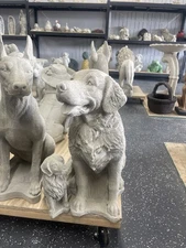 Solid Concrete Golden Retriever Dog Statue 24 Inches tall