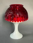 Vintage Westmoreland Glass Ruby Red Wildflower & Milk Glass 7 3/8" Fairy Lamp