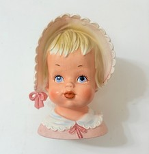 VINTAGE RELPO BLOND GIRL WITH BONNET PLANTER
