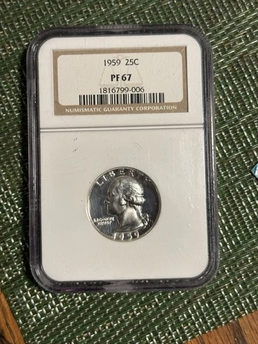1959 PF 67 Proof Washington Silver Quarter NGC Certified Graded Authentic 